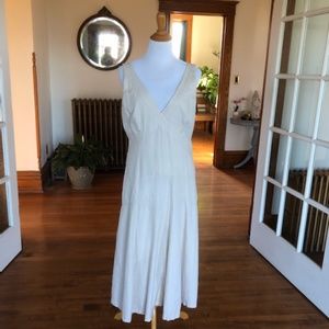 ESPIRIT 100% Flax Linen A-Line Ivory White Cream Maxi Dress Size 12